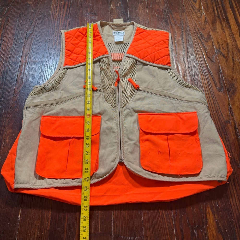 Bushmaster Hunting Vest Mens Large Blaze Orange Tan Upland Mesh Game Padded Zip - Picture 2 of 10
